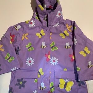 Foxfire For Kids, Toddler Rain Jacket, 3T,  purple/flowers